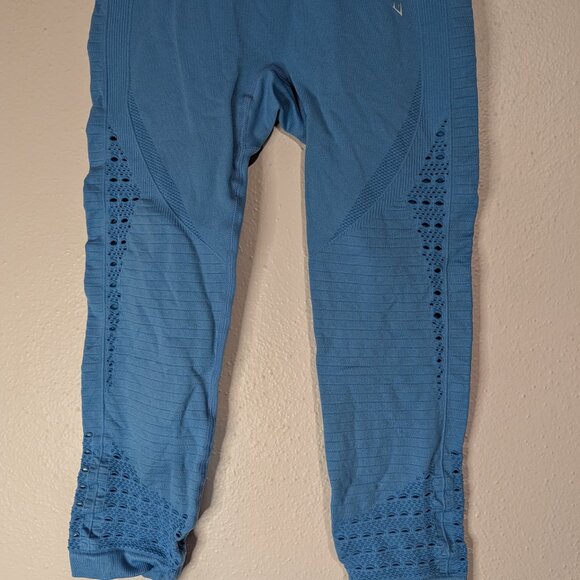 GYMSHARK Leggings Women Small Blue Energy Crop High Waisted Athletic Workout - Picture 6 of 8